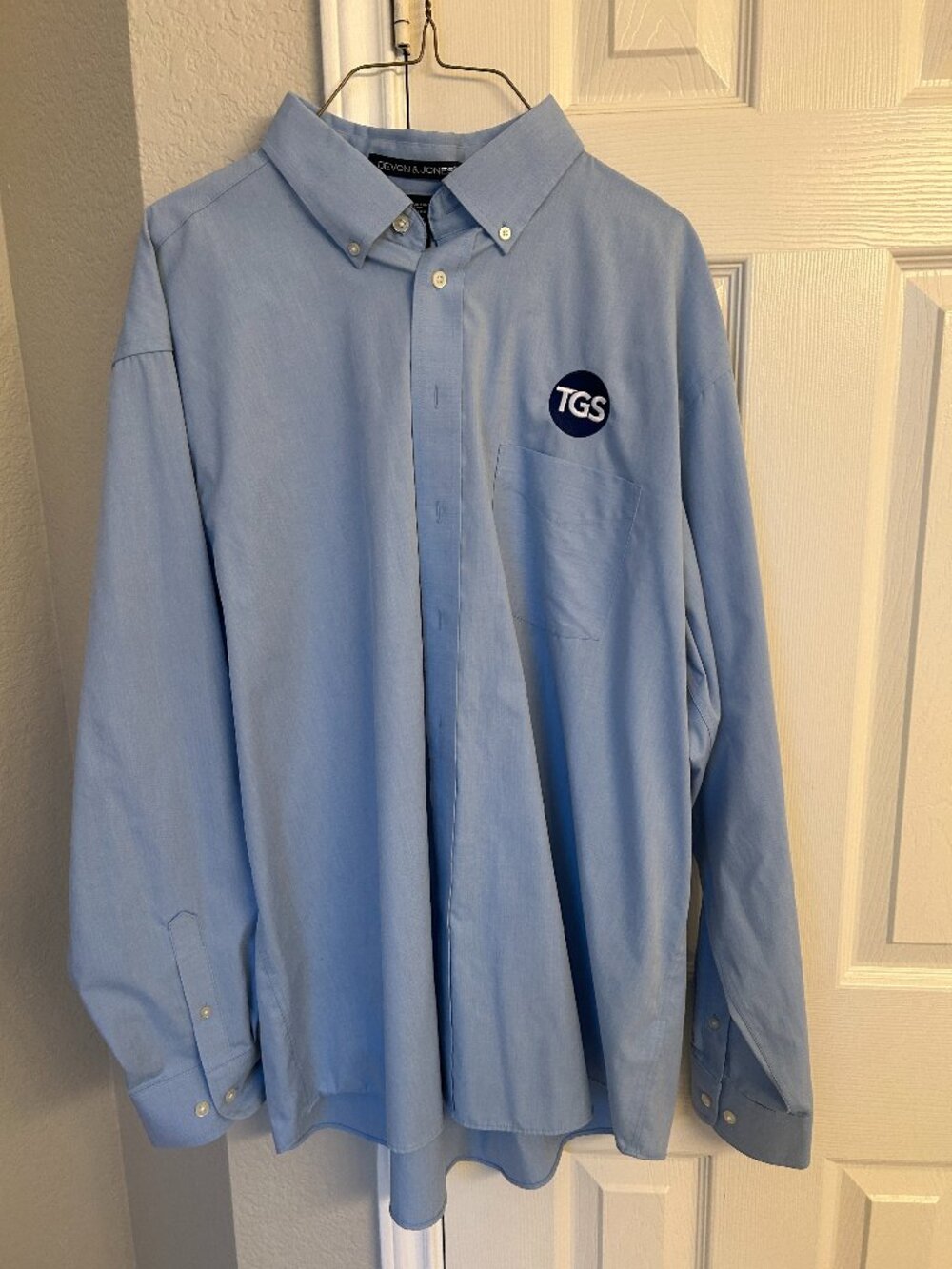 Devon & Jones Men's Long Sleeve Button Down Dress Shirt - Blue - 2XL